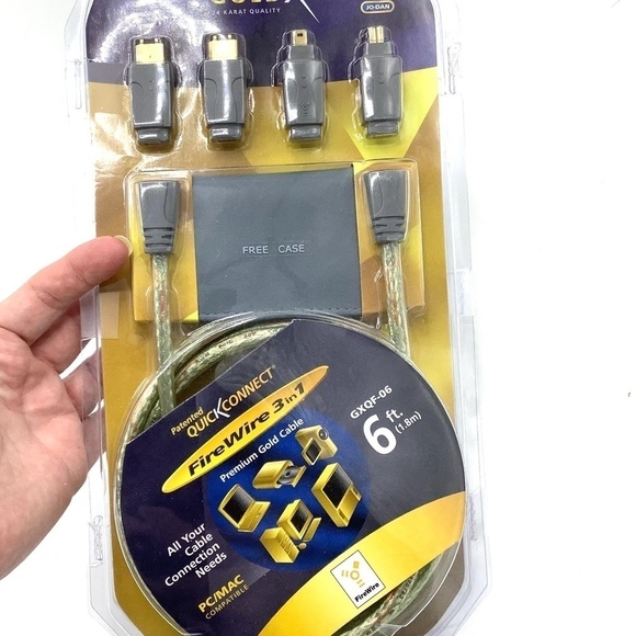 NEW Gold X Quick Connect FireWire 3 in 1 Premium Gold Cable 6 feet‎ PC/MAC - Picture 1 of 7